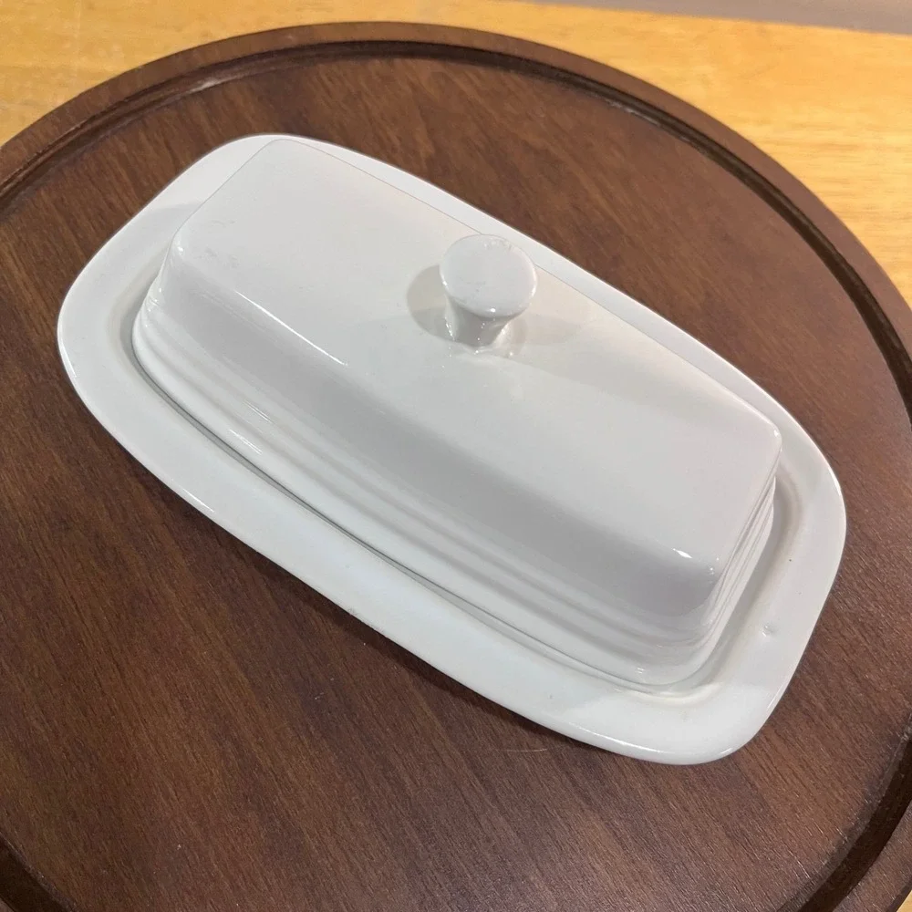 Vtg Fiesta White Small Butter Dish Homer Laughlin HLC Ceramic Art Deco
